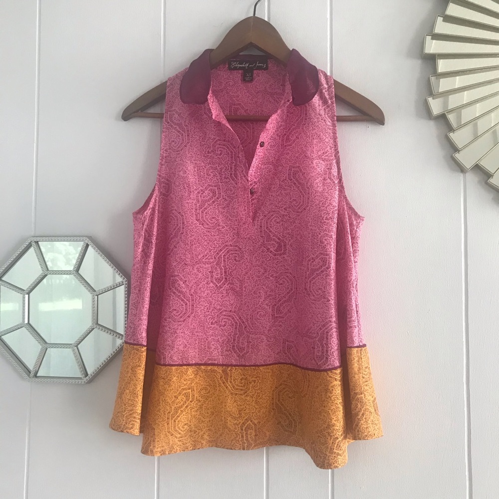 Elizabeth and James Pink & Orange Flowy Silk Tank
